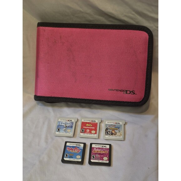 Nintendo DS 3DS Game Lot Set of 5 Frozen Barbie Hello Kitty Petz w Storage Case - Picture 1 of 4